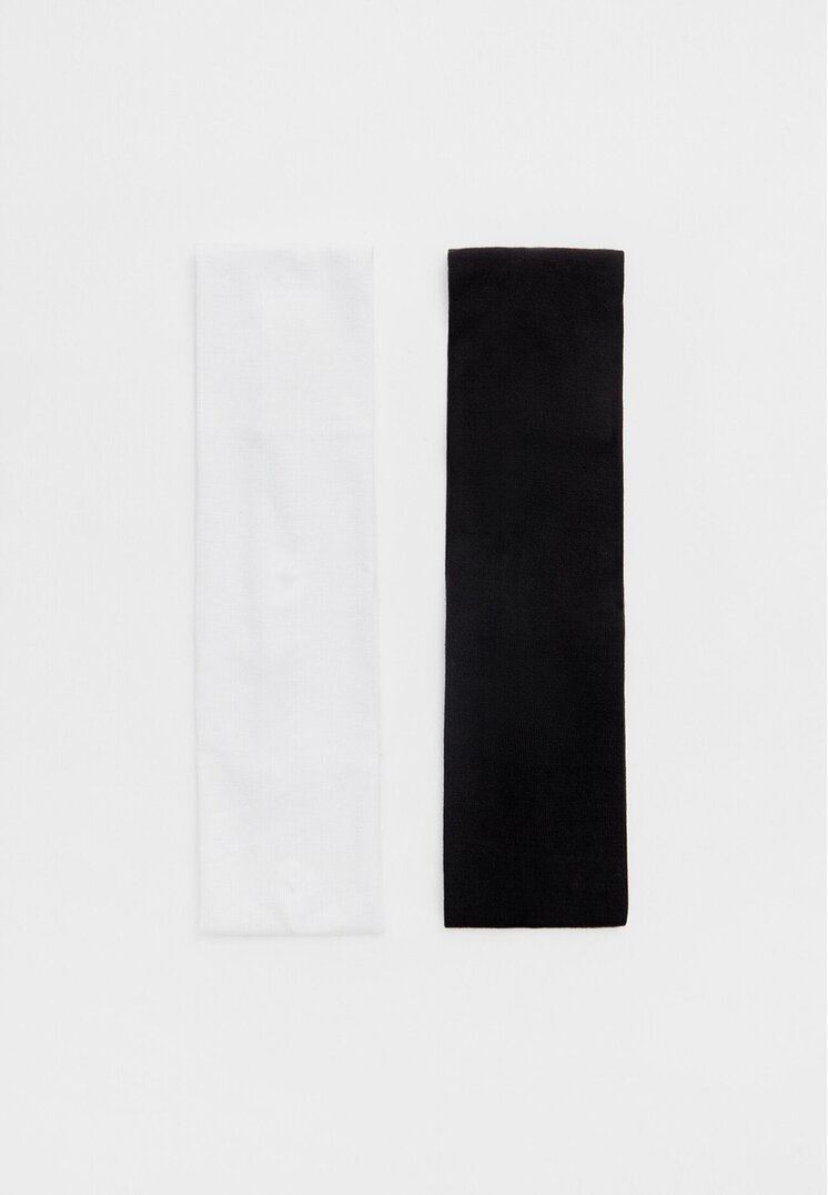 Stradivarius Set De 2 Bentițe De Păr Elastice Negru Os