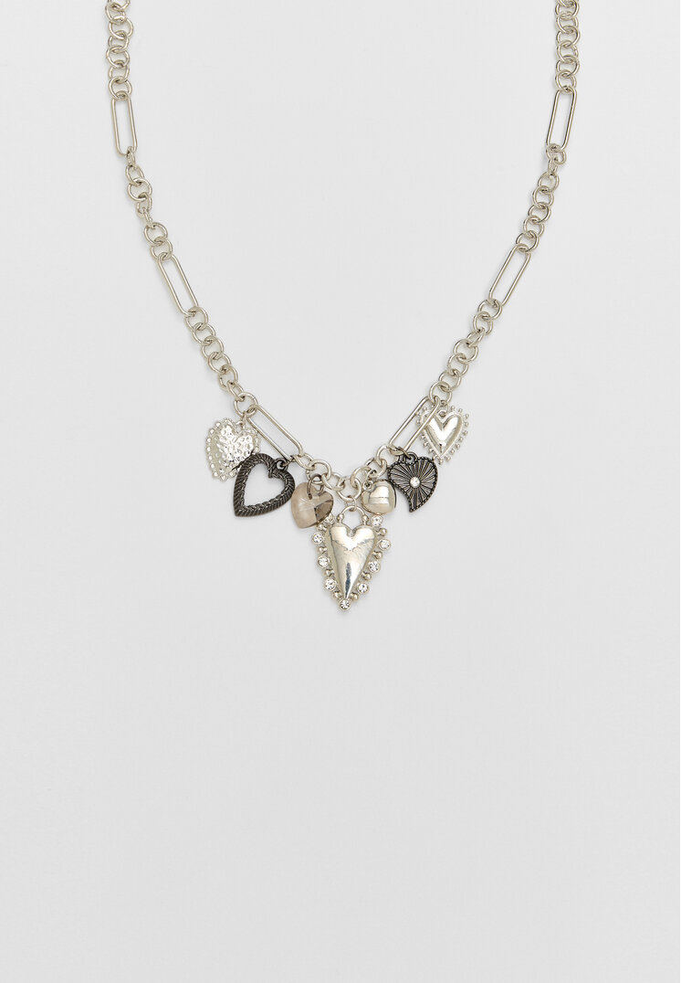 collar multi charm corazones