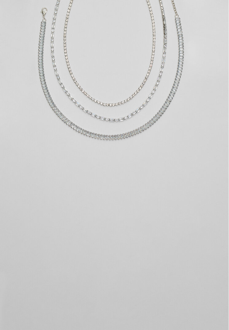 set 3 collares brillos