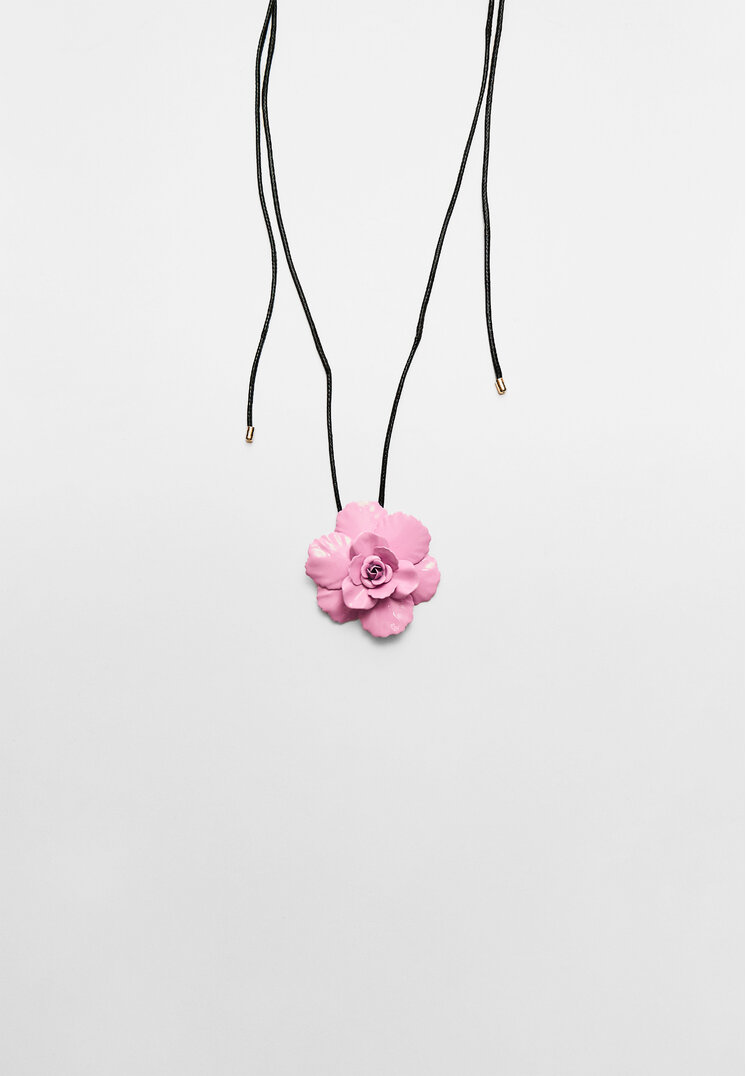 collar cordon flor metalica