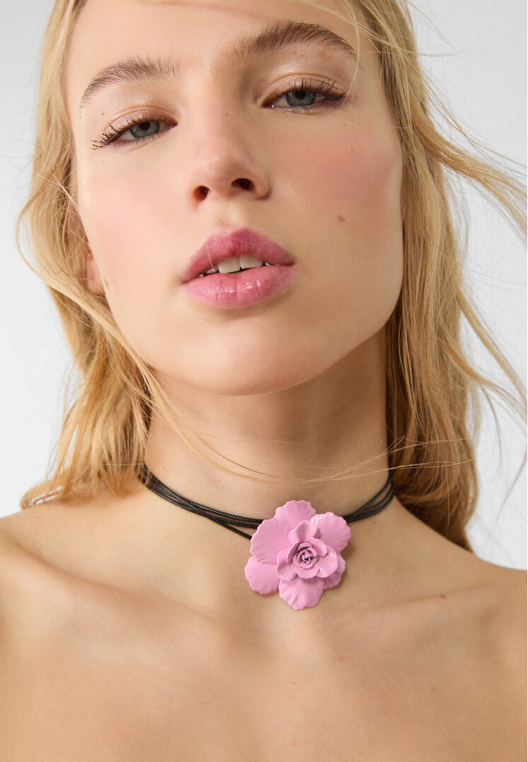 collar cordon flor metalica