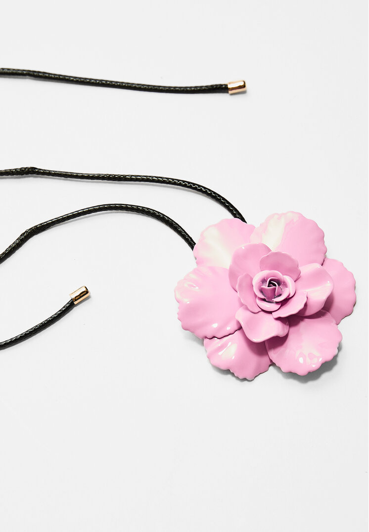 collar cordon flor metalica