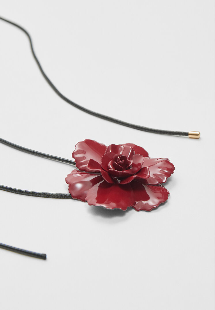 collar cordon flor metalica