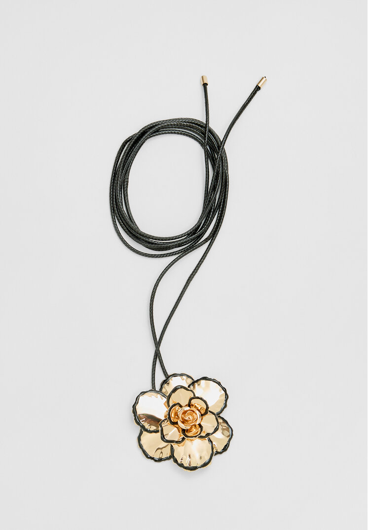 collar cordon flor metalica
