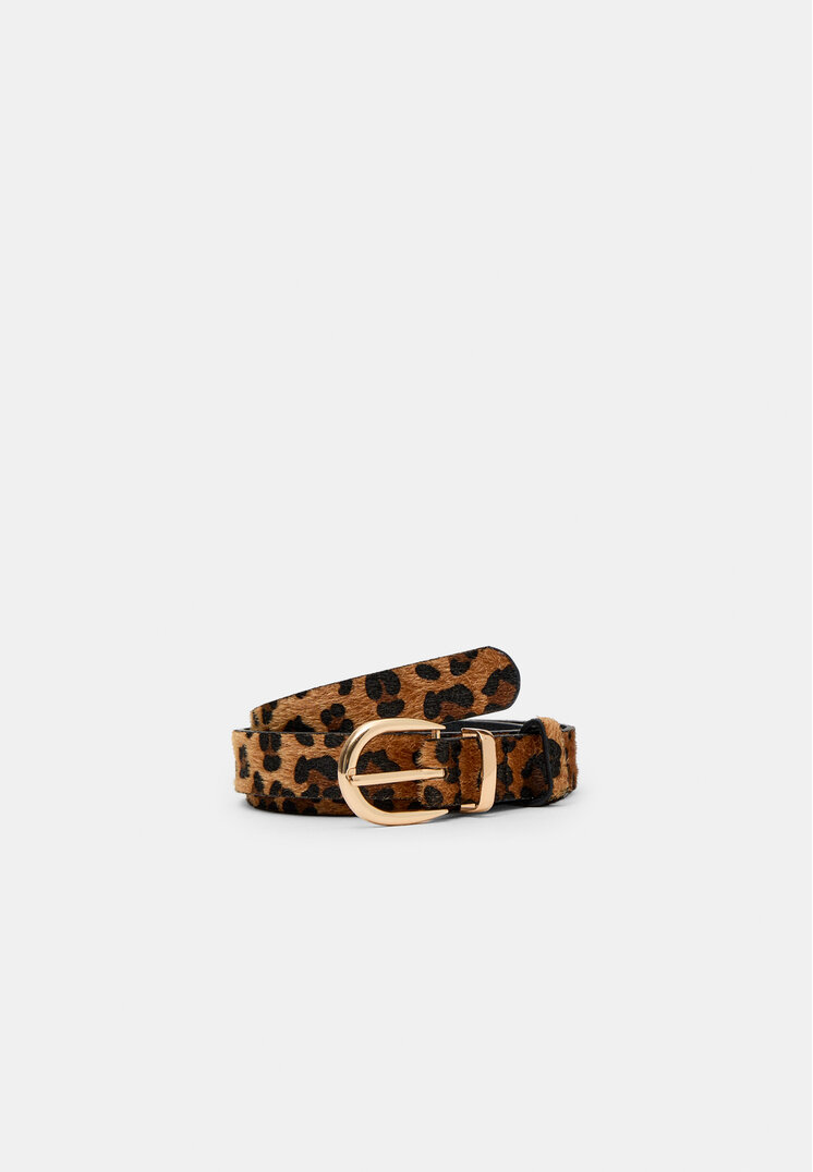 Stradivarius Curea Cu Imprimeu Leopard Ocru 80