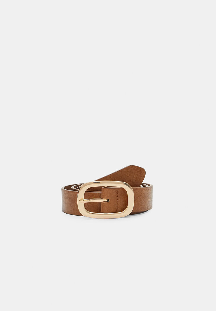 Stradivarius Curea Cu Cataramă Ovală Ocru 70