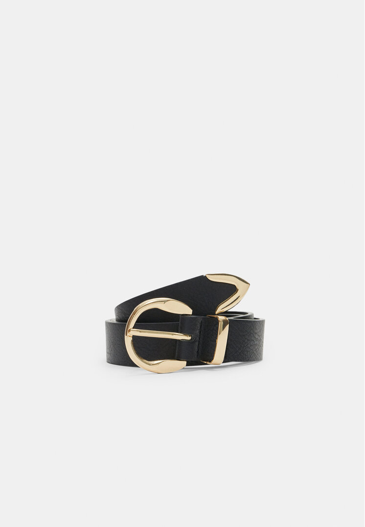 Stradivarius Curea Cu Cataramă Rotundă Negru 70
