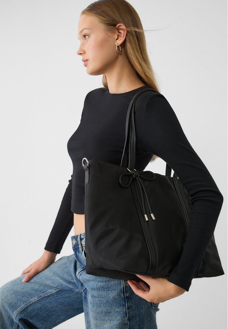 bolso shopper tejido lazo