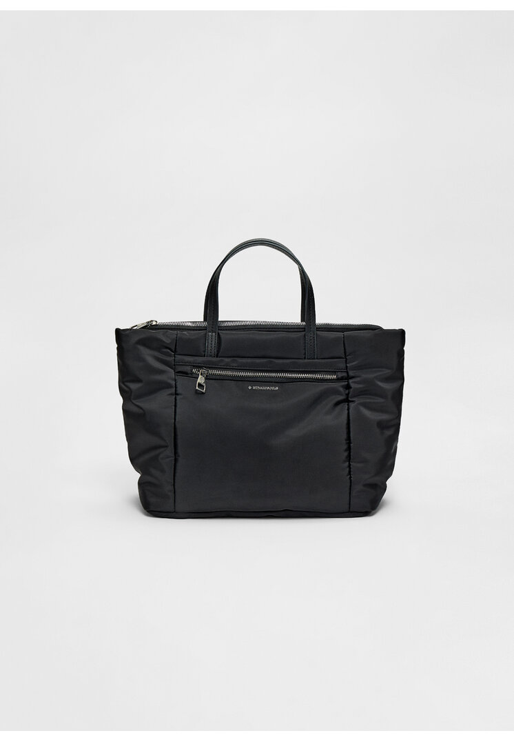 Stradivarius Geantă Shopper Cu Fermoar Negru Os