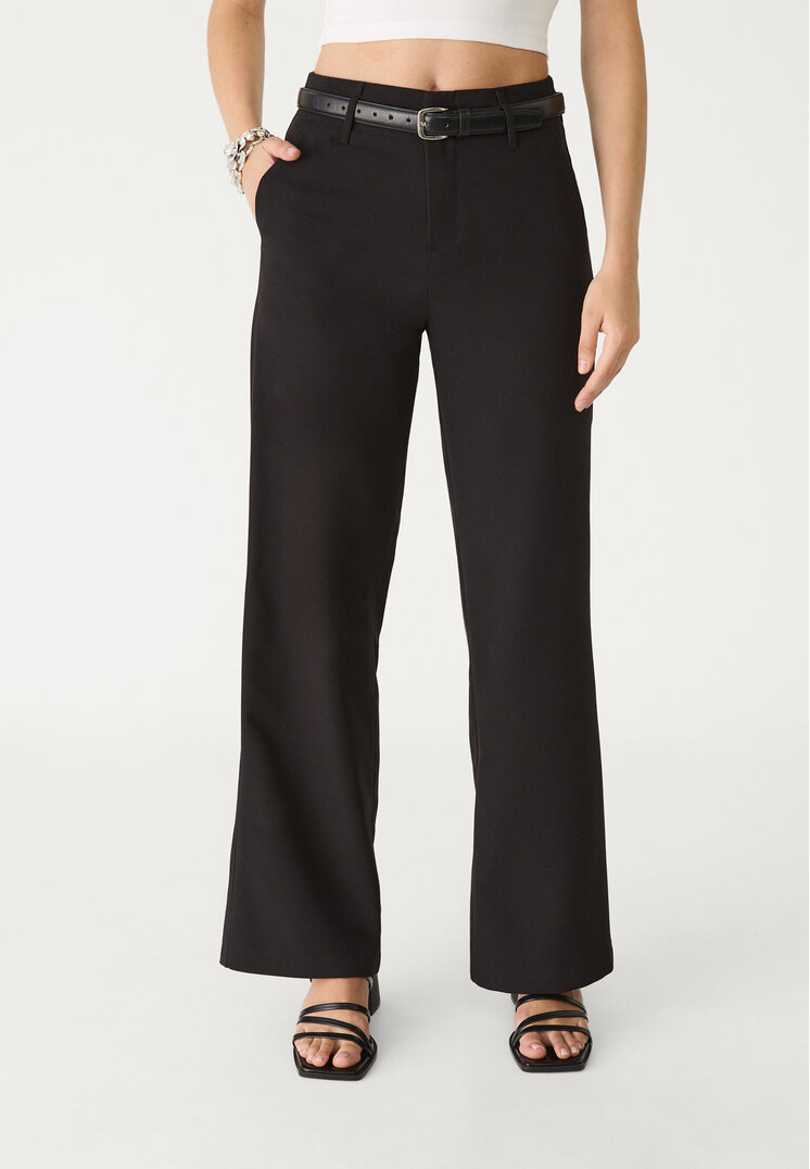 pantalon fluido recto vestir cinturon