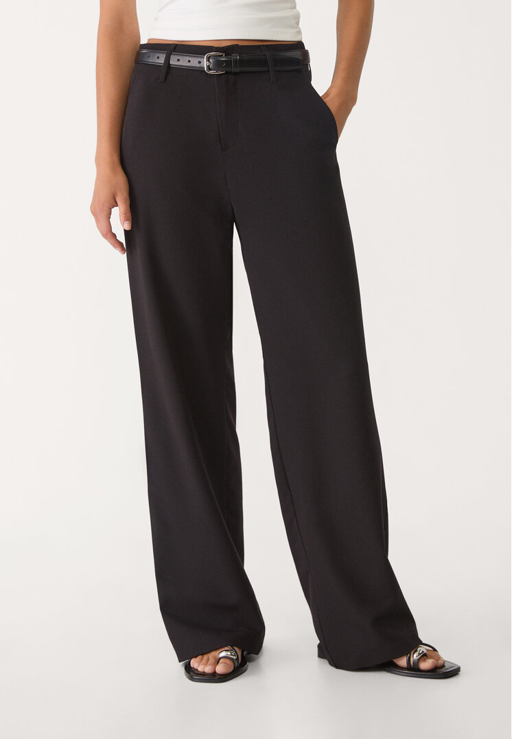 pantalon fluido recto vestir cinturon