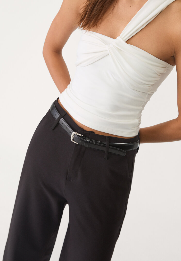 pantalon fluido recto vestir cinturon