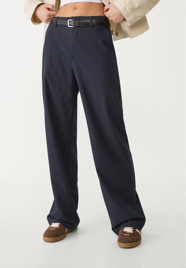 pantalon fluido recto vestir cinturon