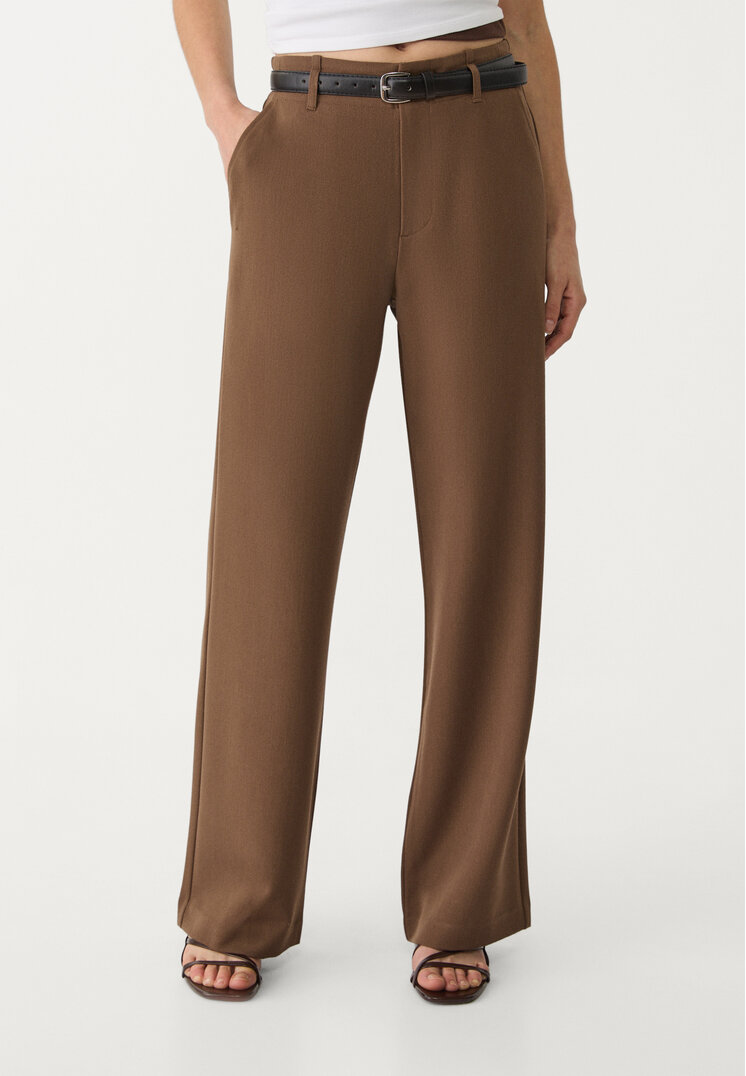 pantalon fluido recto vestir cinturon