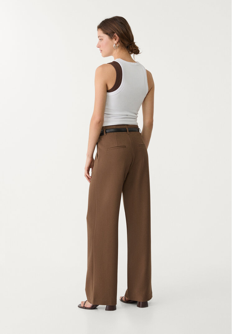 pantalon fluido recto vestir cinturon