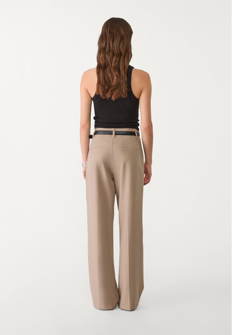 pantalon fluido recto vestir cinturon
