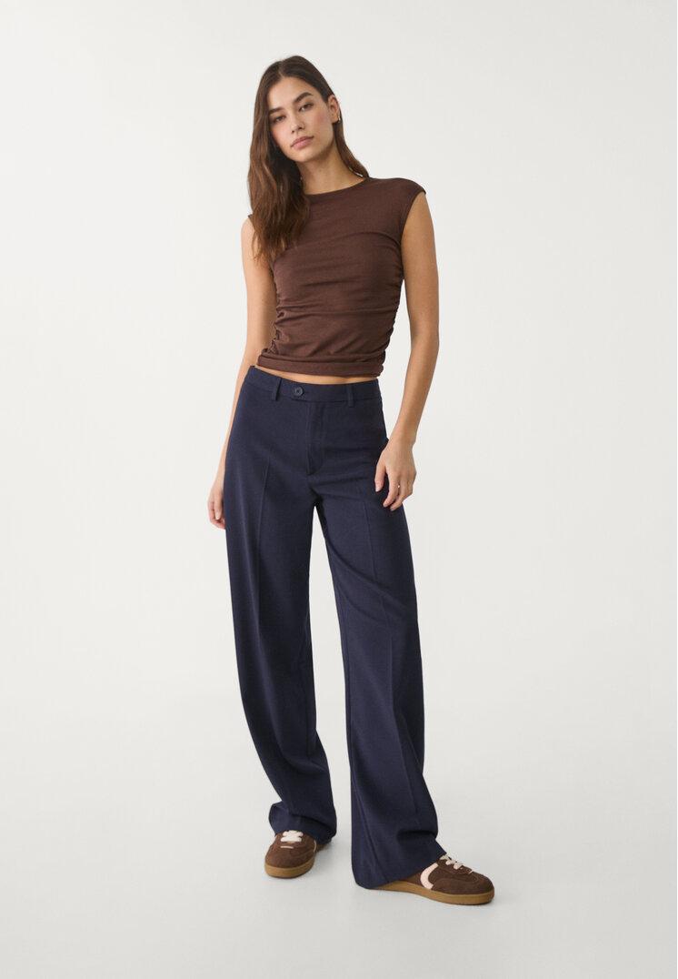 Stradivarius Pantaloni Eleganți Drepți Bleumarin 34