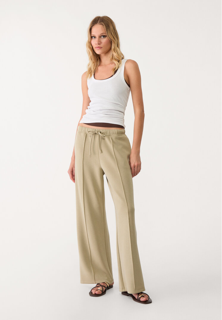 pantalon wide leg nervio tacto suave