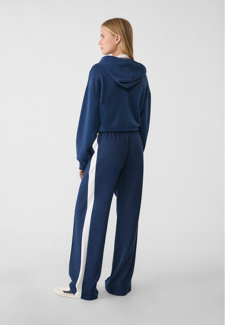 pantalon wide leg tacto suave raya lateral