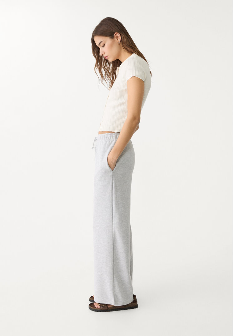 Stradivarius Pantaloni Jogger Largi Gris Amestec Xs