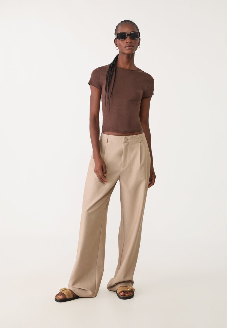 Stradivarius Pantaloni Eleganți Drepți Piatră 42