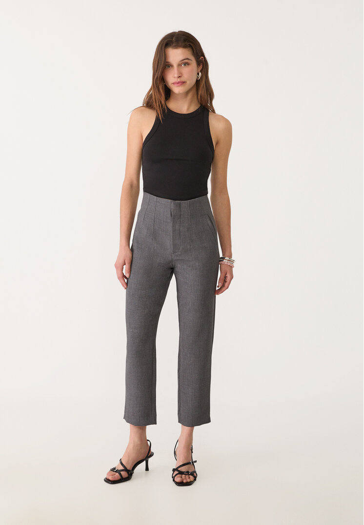 Stradivarius Pantaloni Eleganți Cu Pense Gri Închis 34