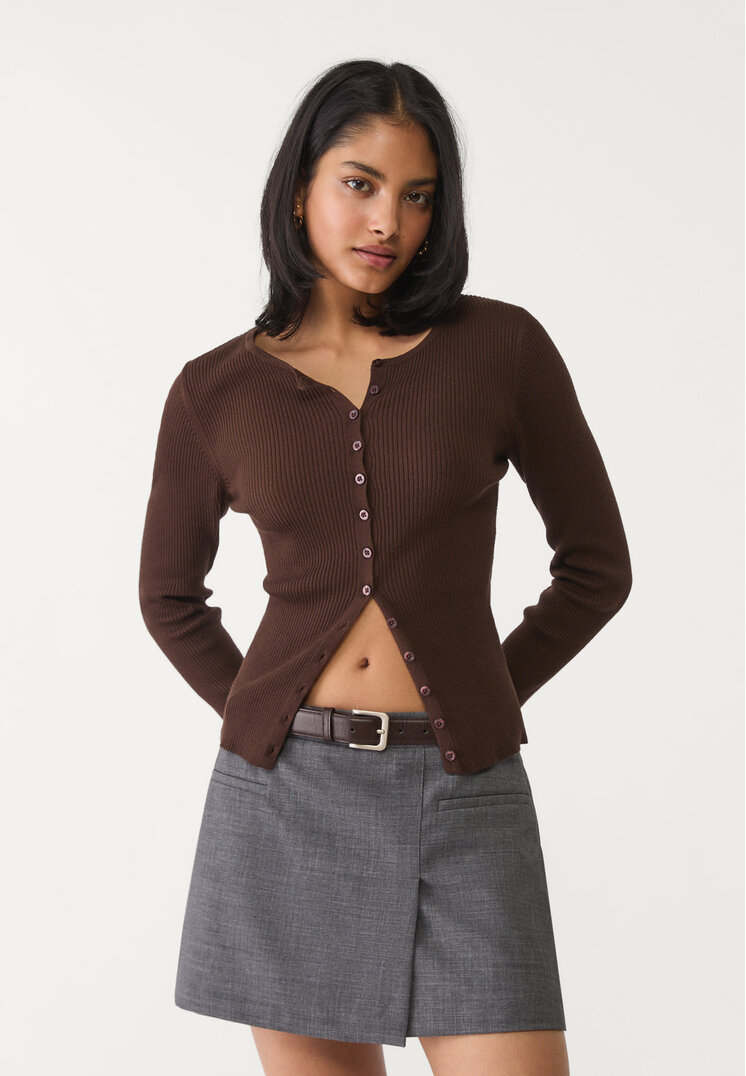 Stradivarius Fustă-Pantalon Petrecută Cu Curea Gri Închis L
