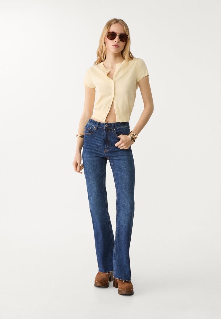 Stradivarius Blugi Evazați Slit Denim 44