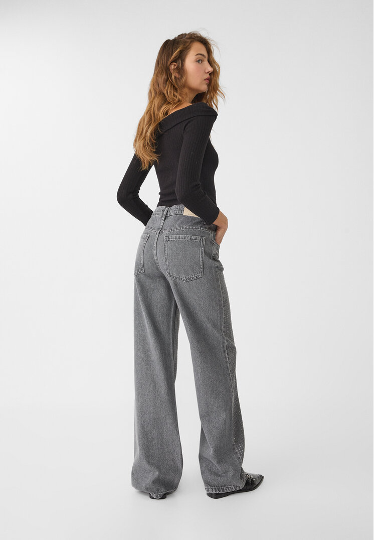 jeans straight fit brillos