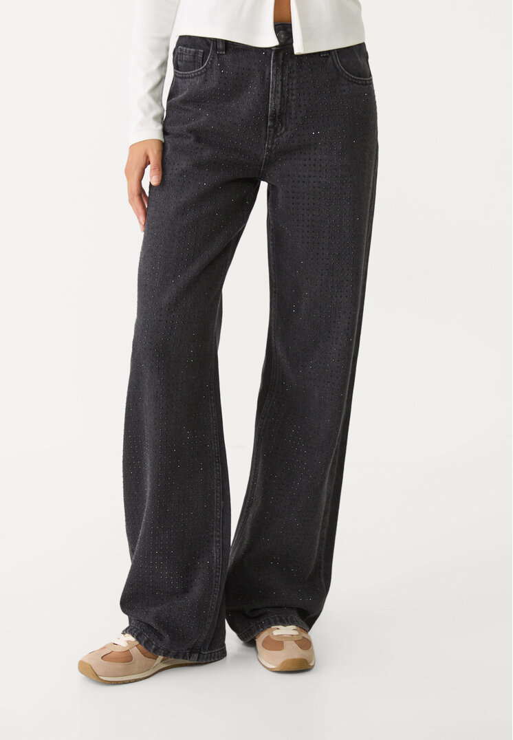 jeans straight fit brillos