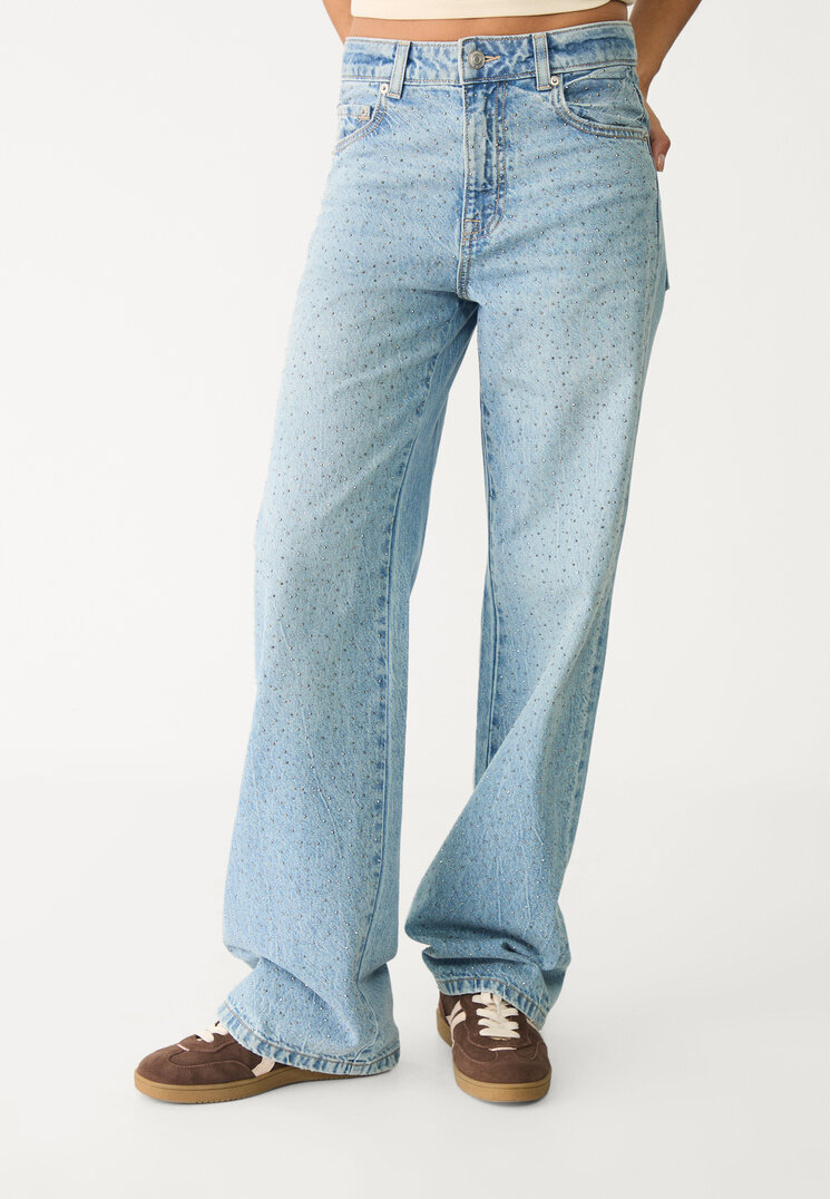 jeans straight fit brillos
