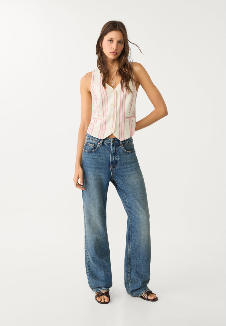 Stradivarius D92 Straight Wide Denim Vopsit 32