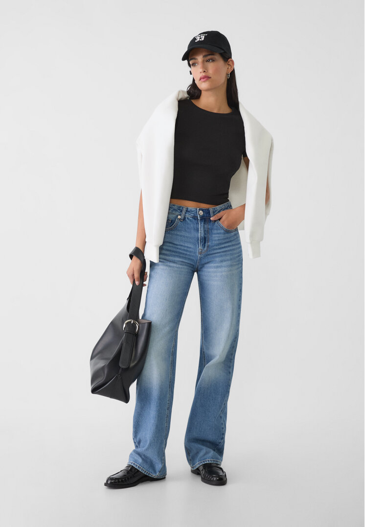 Stradivarius Blugi D92 Straight Fit Largi Denim 36