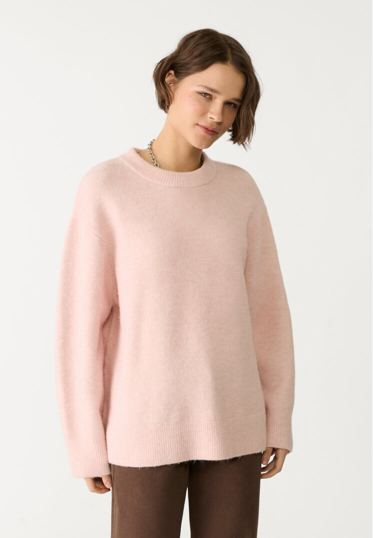 Stradivarius Pulover Din Tricot Soft Roz Pastel S