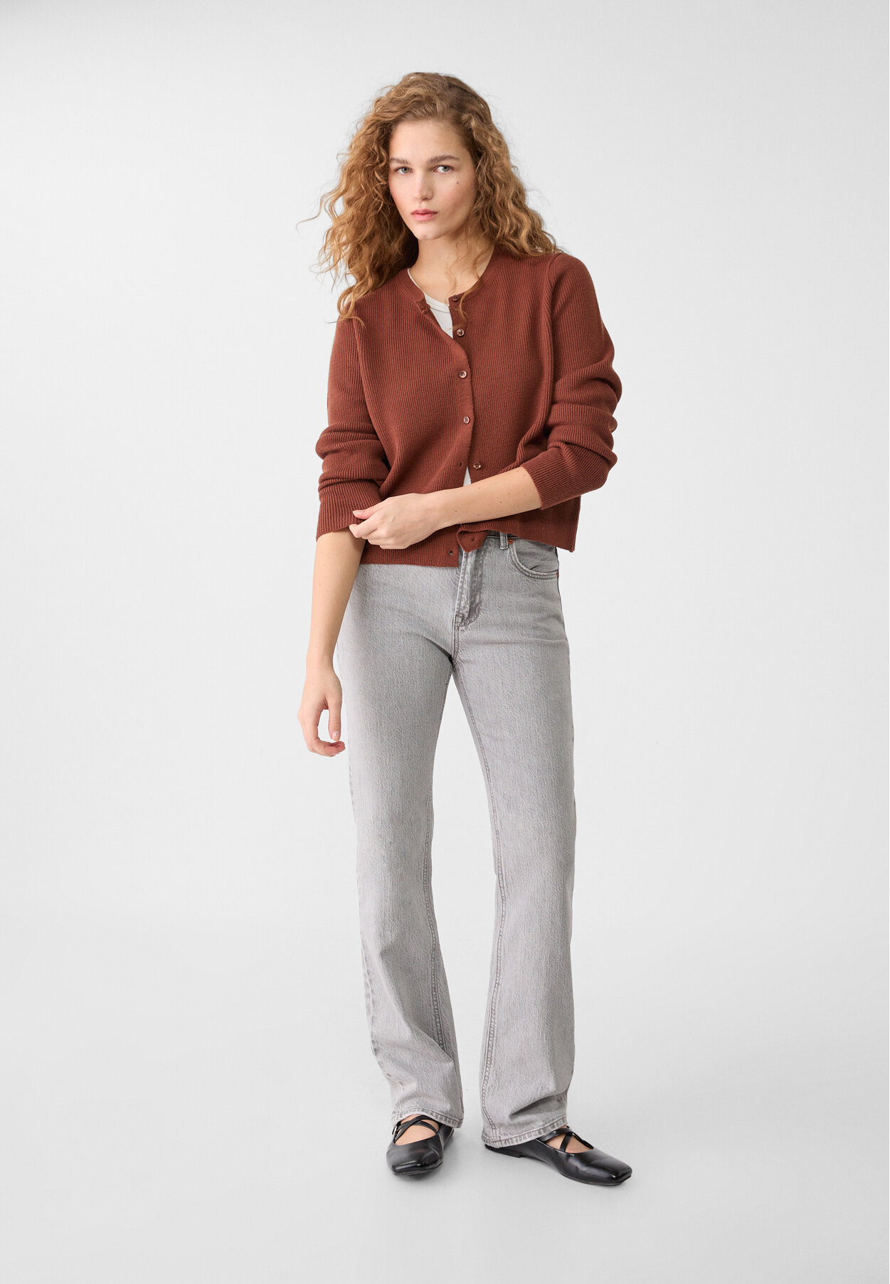 Veste en maille à boutons et bord-côte