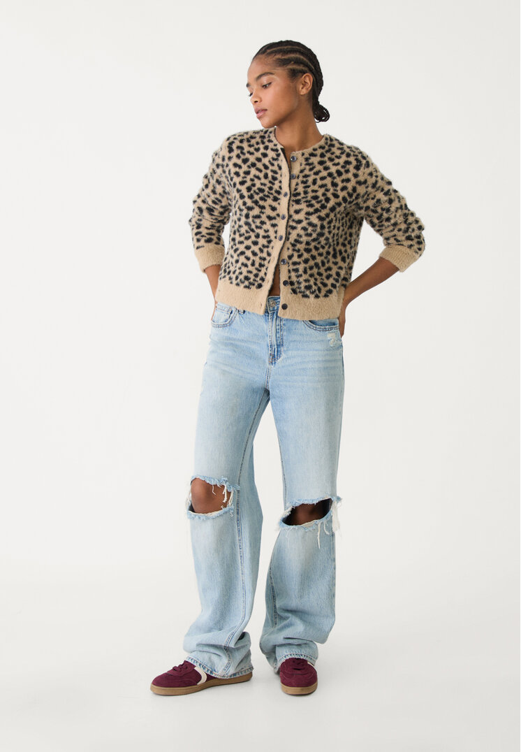 chaqueta punto botones leopardo