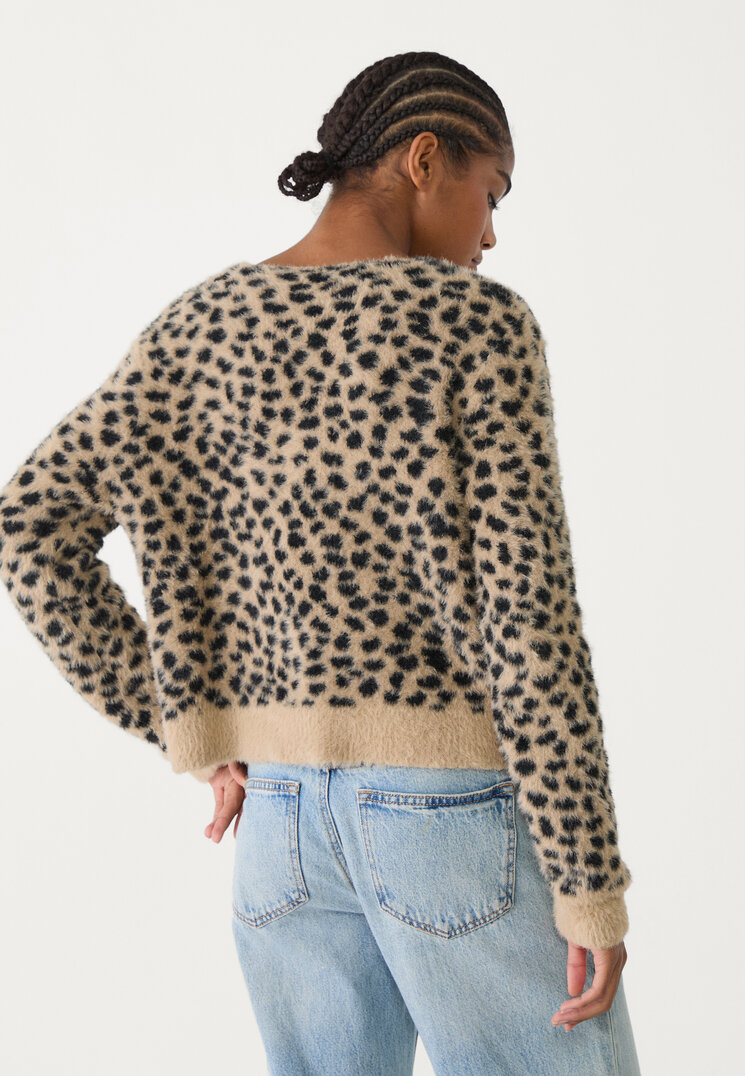 chaqueta punto botones leopardo