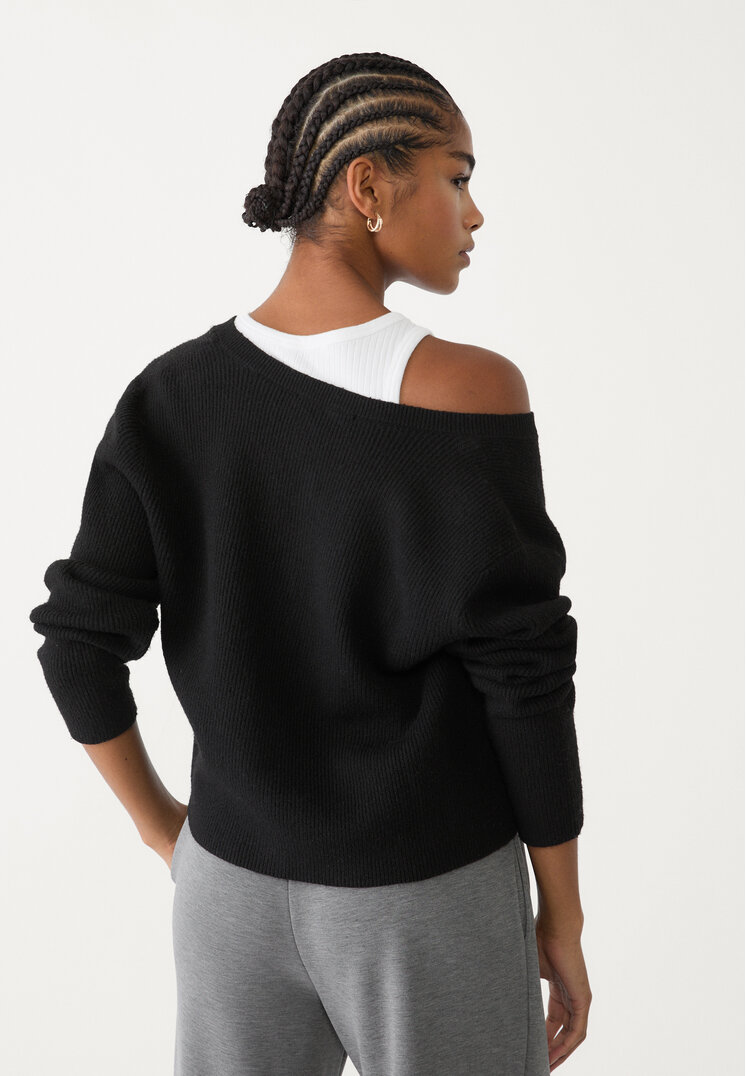 chaqueta punto rib botones