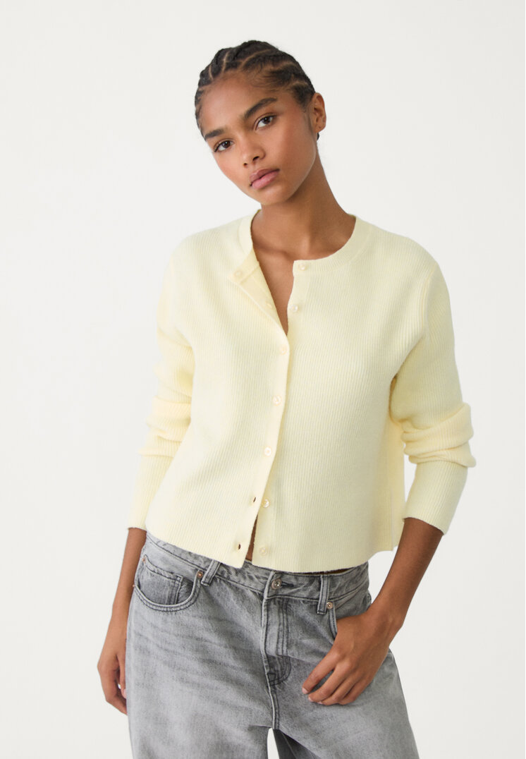 chaqueta punto rib botones