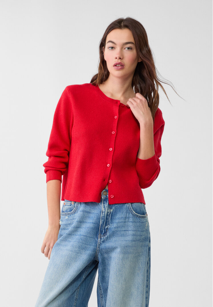 chaqueta punto rib botones