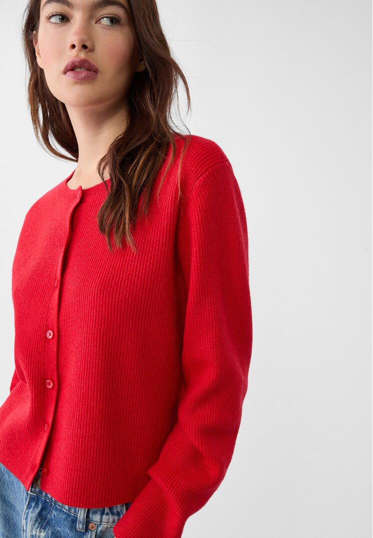 chaqueta punto rib botones