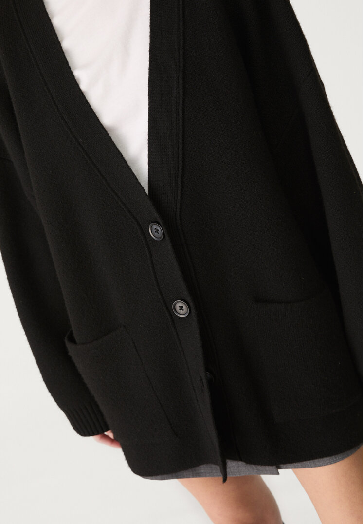 chaqueta punto larga bolsillos