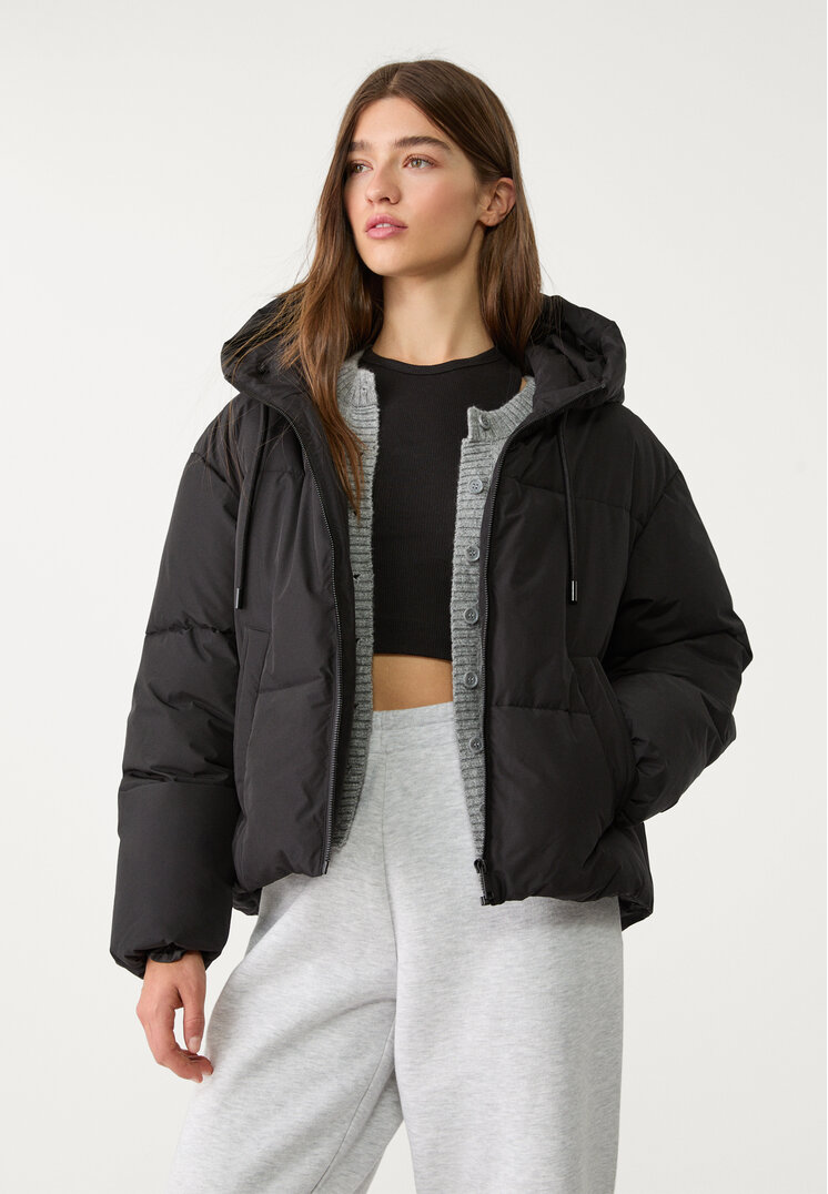 cazadora acolchada oversize capucha