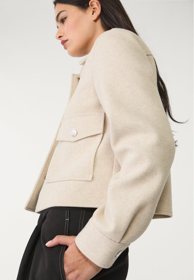 Stradivarius Geacă Scurtă Soft Ecru Xl