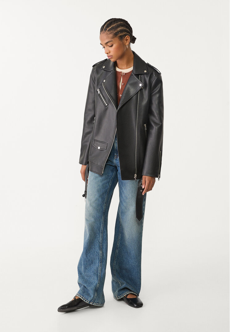 cazadora biker oversize efecto piel