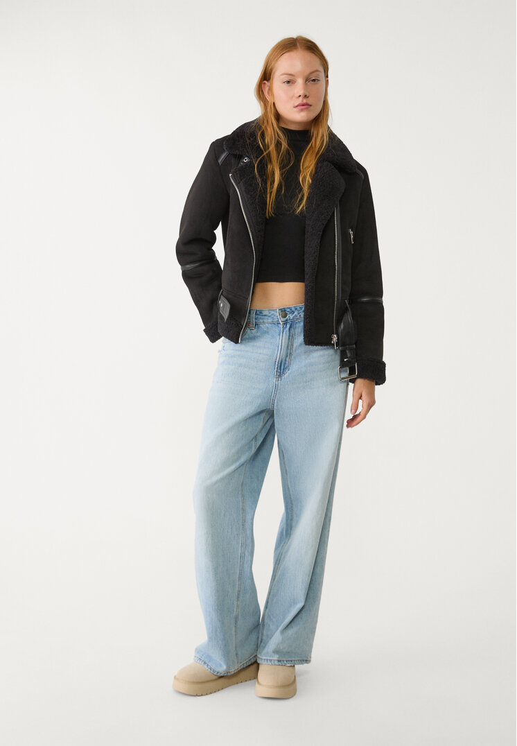 cazadora biker doble faz efecto ante