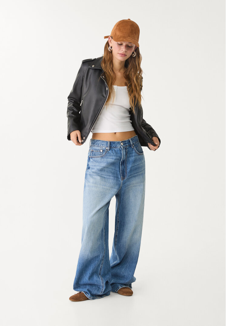 cazadora biker efecto piel