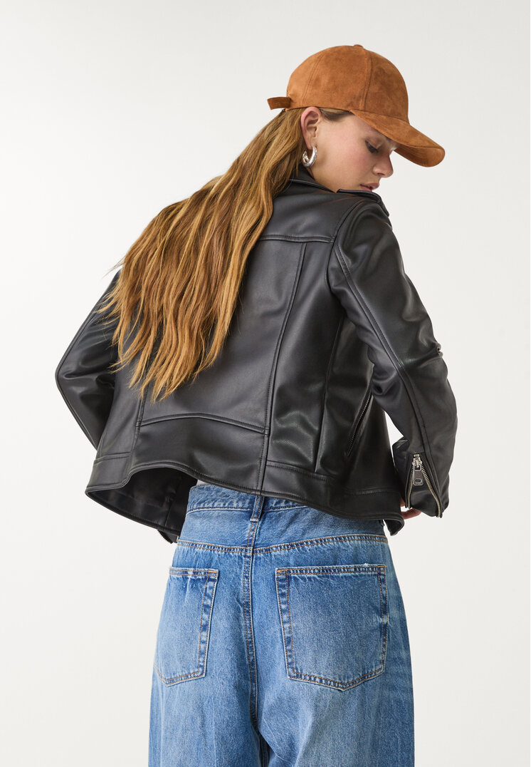 cazadora biker efecto piel