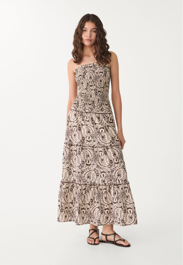 vestido midi fluido estampado