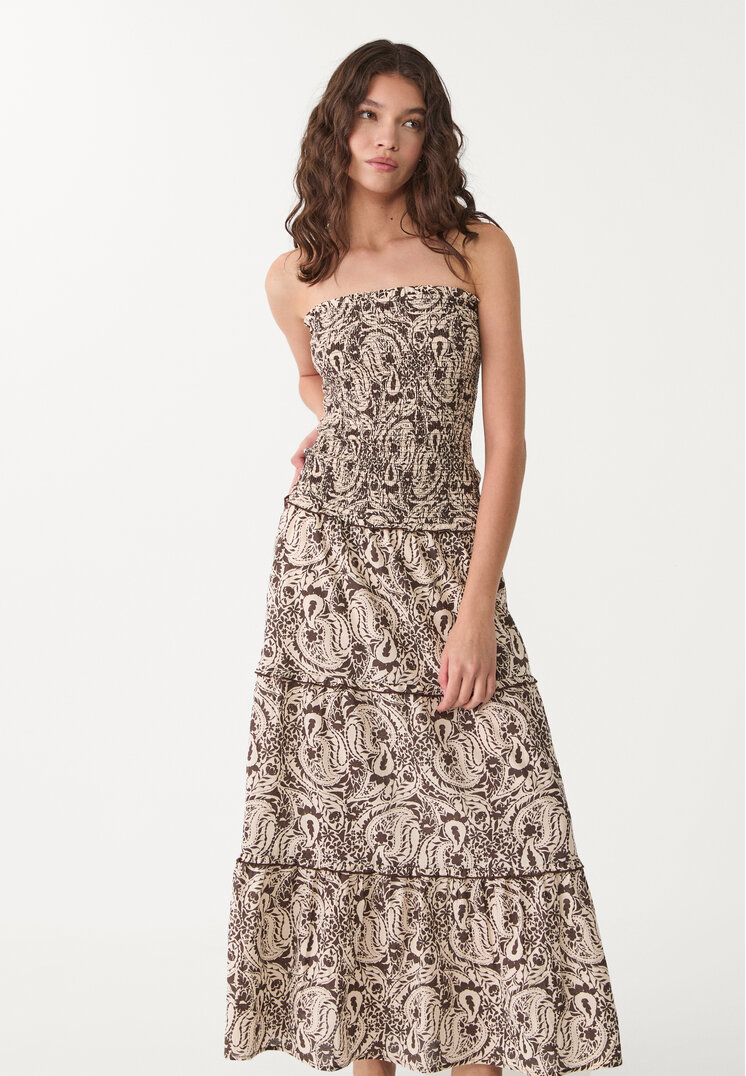 vestido midi fluido estampado